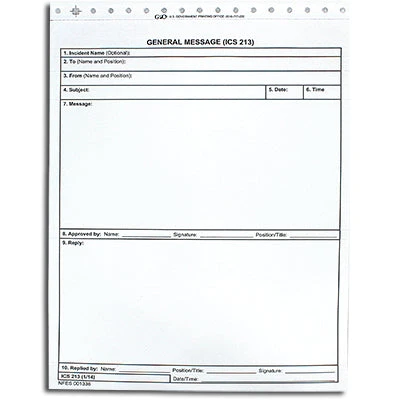 NIFC General Message Forms IC-213 (NFES 001336) Education Materials