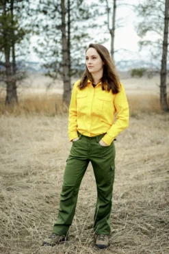 Women's Tecasafe Plus 5.8 Oz Aspen Brush Shirt (Yellow), Green Buffalow