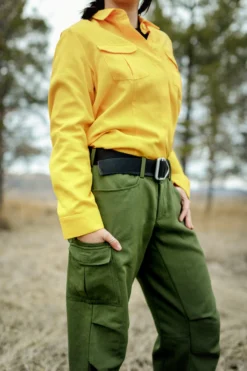 Women's Tecasafe Plus 5.8 Oz Aspen Brush Shirt (Yellow), Green Buffalow